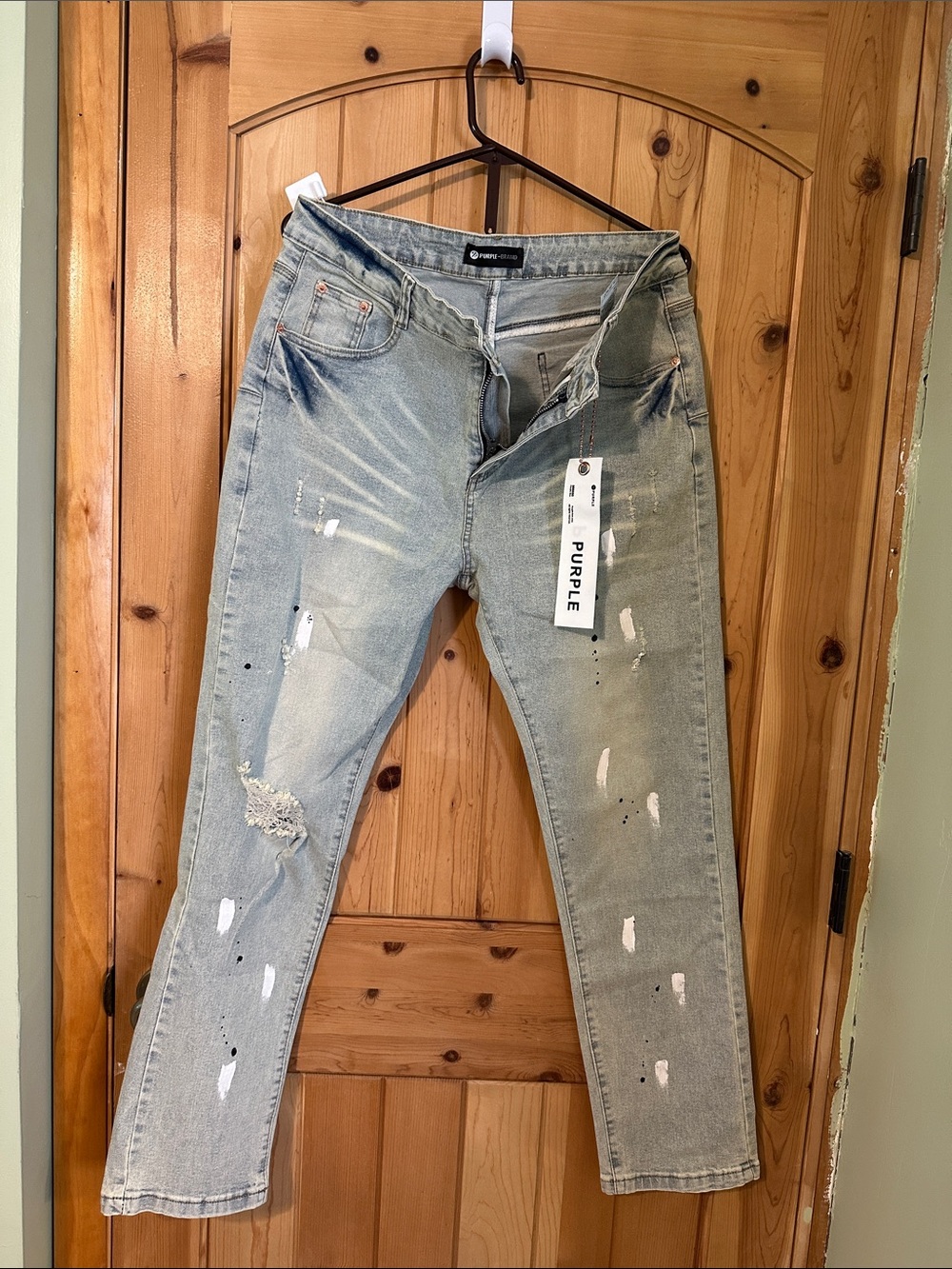 Purple Brand Men's Distressed Light Blue Jeans